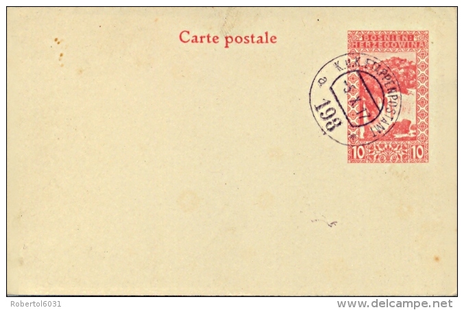 Bosnia-Herzegovina 1917 Postal Stationery Postcard 10 H. With Cancel "KuK Etappenpostamt 198" Unused - WO1