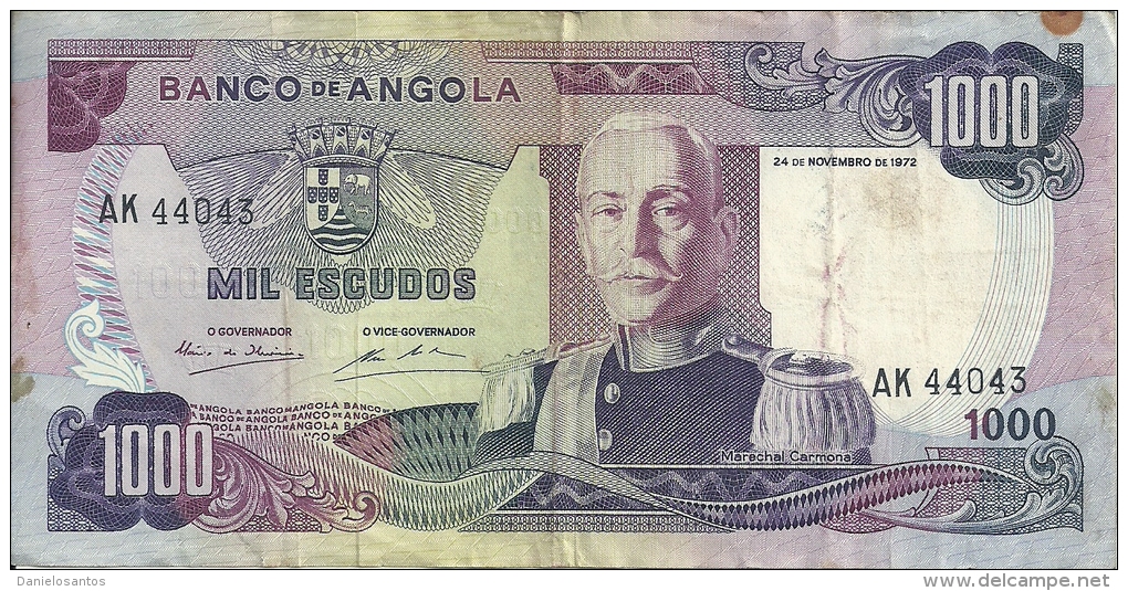 Angola 1000 Escudos Marechal Carmona 1972  (Please See Scan) - Angola