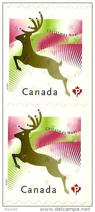 Canada - 2007 - Christmas - Deer - Mint Booklet Stamp Pair (local Rate) - Postzegels