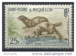 SAINT PIERRE MIQUELON 1959 - Visons - Neuf AVEC Charniere (Yvert 361) - Nuovi