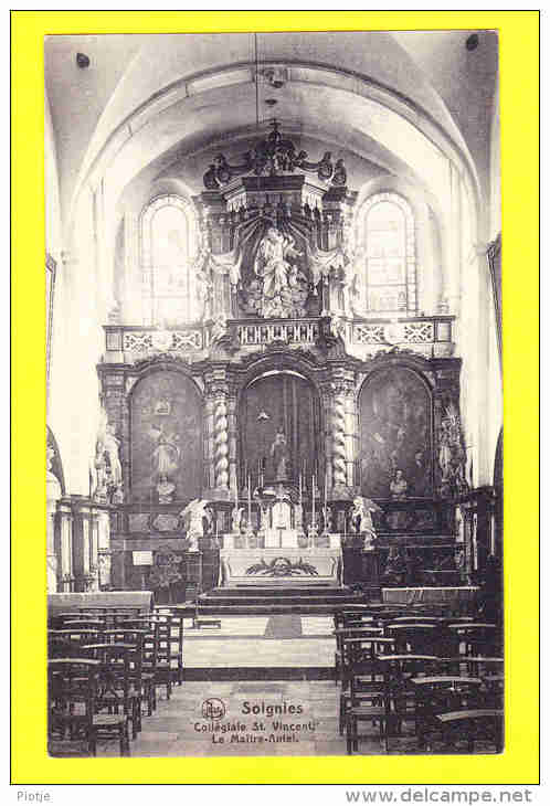 * Soignies (Hainaut - Henegouwen - La Wallonie) * (Nels, Edition D) Collégiale Saint Vincent, Maitre Autel, église, CPA - Soignies
