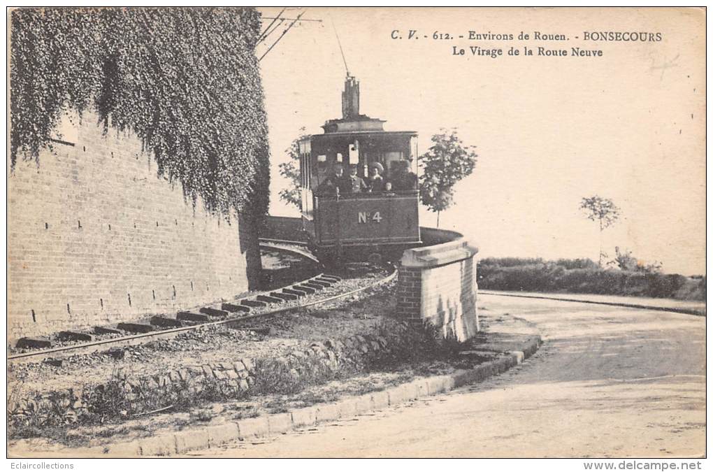 Bonsecours   76    Tramway   Virage De La Route Neuve - Bonsecours