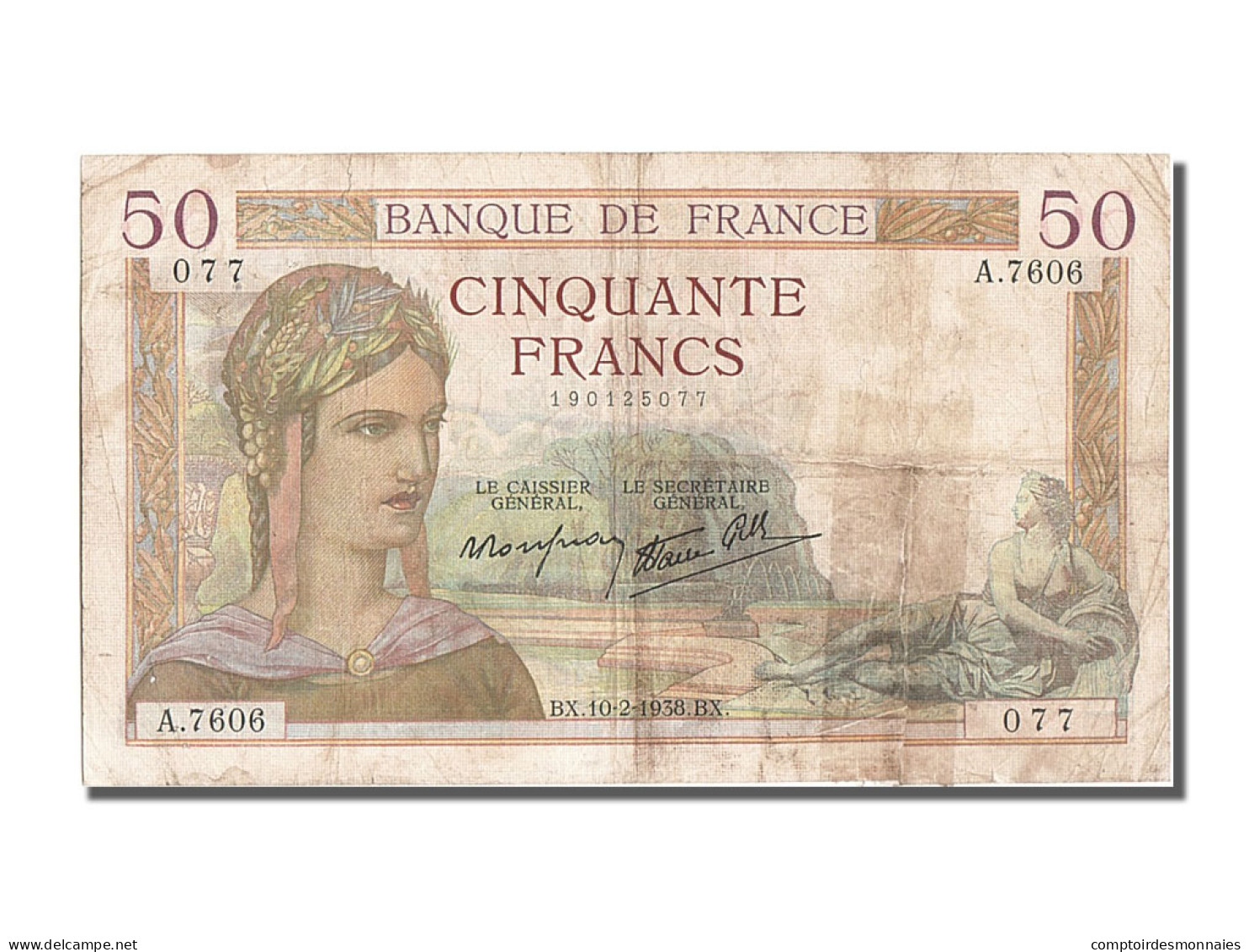 Billet, France, 50 Francs, 50 F 1934-1940 ''Cérès'', 1938, 1938-02-10, B - 50 F 1934-1940 ''Cérès''