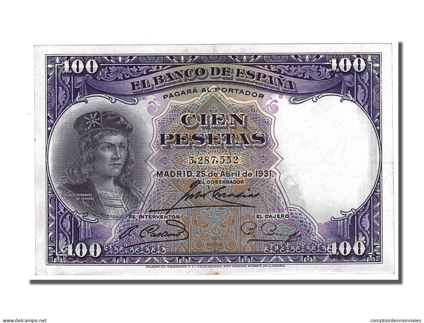 Billet, Espagne, 100 Pesetas, 1931, 1931-04-25, SUP - 100 Pesetas