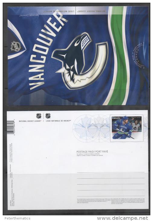 CANADA, 2013, MINT,PRESTAMPED CARD, VANCOUVER CANUCKS, ORCA, WHALES, MASCOT - Wale