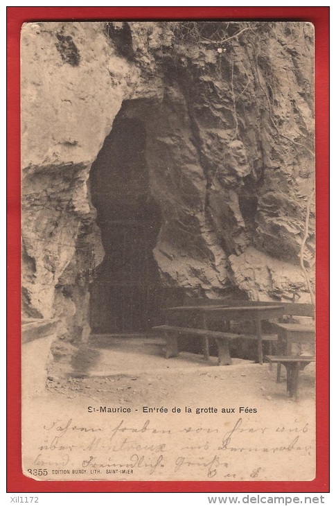 ASMOS-03 St-Maurice Entrée De La Grotte Des Fées.  Précurseur. Cachet Montroux Et Herrliberg 1905 - Saint-Maurice