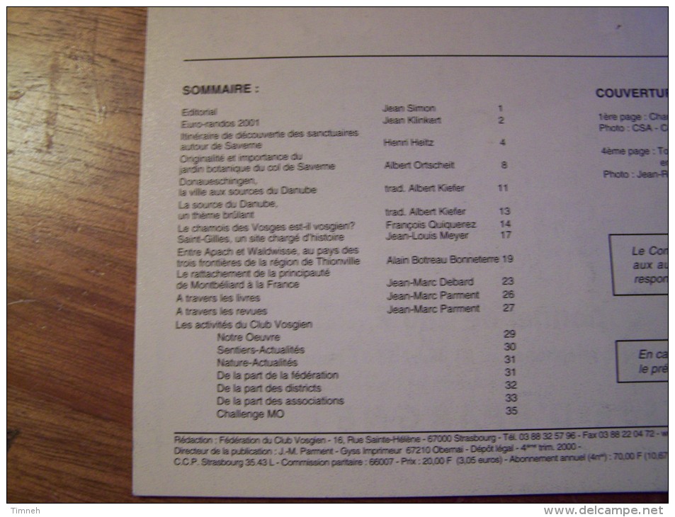 N°4 LES VOSGES Revue De Tourisme 79e Année CLUB VOSGIEN 2000 - Toerisme En Regio's