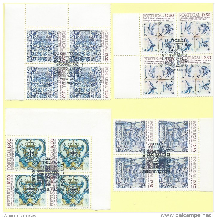 TIMBRES - STAMPS - PORTUGAL - 1981 La 1985 - 5 SIECLES DU CARREAUX - OBLITERATION 1er. JOUR- 20 BLOCS 4 TIMBRES -7 SCANS - Oblitérés