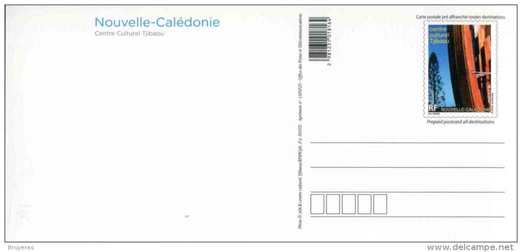 Entier Postal De 2013 De Nouvelle Calédonie Sur Carte Postale "Centre Culturel Tjibaou" - Entiers Postaux