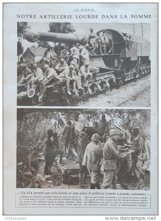 LE MIROIR N° 139 / 23-07-1916 SOUTHAMPTON ARTILLERIE DOMPIERRE CAPPY ASSEVILLERS PÉRONNE TAVANNES VAUX-CHAPITRE AVIATIK - Guerre 1914-18