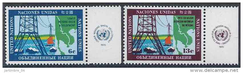 1970 NATIONS UNIES 199-200* Electrification, Mékong, Charnières - Ongebruikt