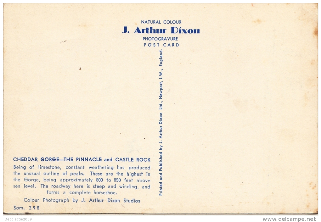 BT18538 Cheddar Gorge The Pinnacle And Castle Rock   2 Scans - Cheddar