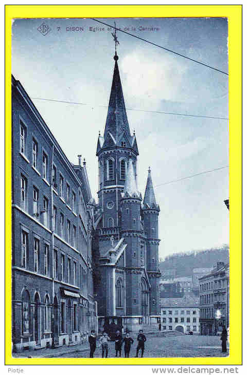 * Dison (Liège - Luik - La Wallonie) * (SBP, Nr 7) église Et Rue De La Carrière, Animée, Kerk, Church, CPA, Old, Enfants - Dison