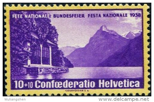 SW0002 Switzerland 1938 Lakes And Church 1v Grilled Paper MLH - Unused Stamps