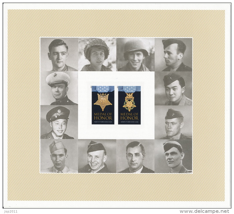 USA 2013 Scott 4822-4823, New Medal Of Honor: World War II Forever Stamps WITHOUT DIE CUTS, MNH (**) - Ungebraucht