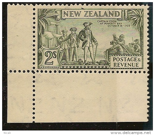 NZ 1935 2/- Captain Cook P12.5 CP L13f UNHM X#IQ17 - Unused Stamps