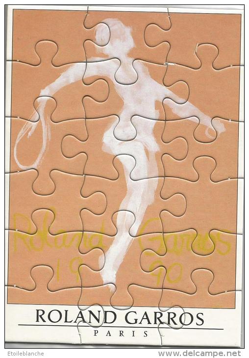 Roland Garros Paris 1990 / Silhouette Femme Qui Joue Au Tennis, Dessin De Garache, Affiche, Sport / Jeu, Puzzle - Other & Unclassified