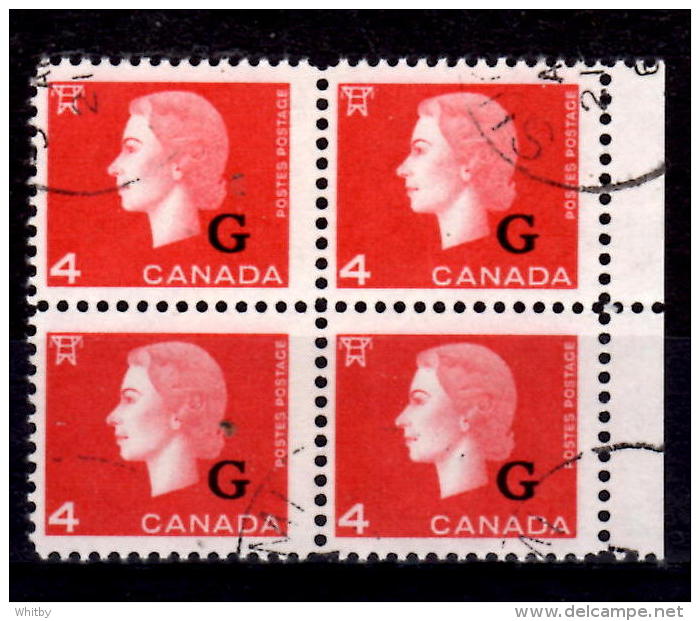 Canada1963 4 Cent Cameo G Overprint Block Of 4  #O48 - Opdrukken