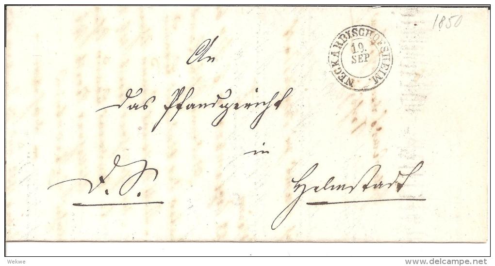 Bad017/  BADEN - Neckarbischofsheim, Zweikreis-Rundstempel In Schwarz 1850 - Covers & Documents