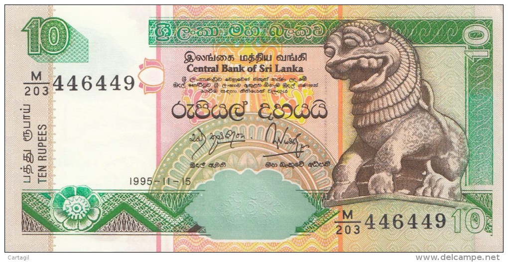 Billet  - B1015 -  Sri Lanka - 10 Ten Rupees ( 2 Scans) - Sri Lanka