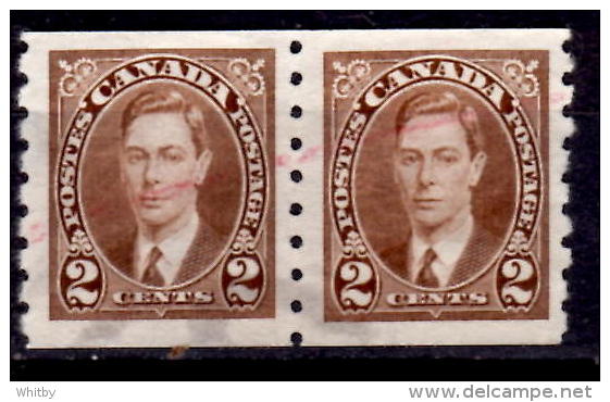 Canada 1937 2 Cent King George VI Mufti Issue #239 Coil Pair - Sonstige & Ohne Zuordnung