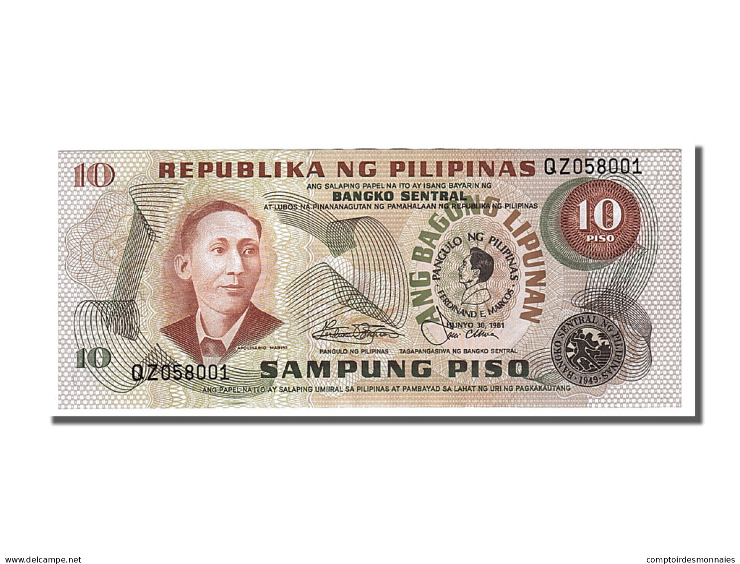 Billet, Philippines, 10 Piso, 1981, 1981-06-30, NEUF - Filipinas