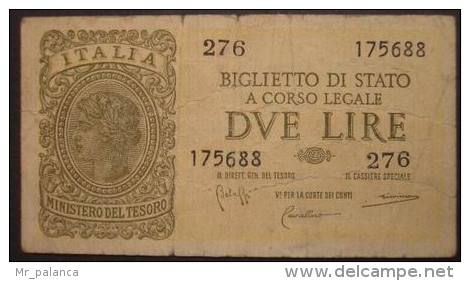 M_p> Regno Vitt Eman III° Banconota 2 Lire Bolaffi - Cavallaro - Giovinco 23 11 1944 - Italia – 2 Lire