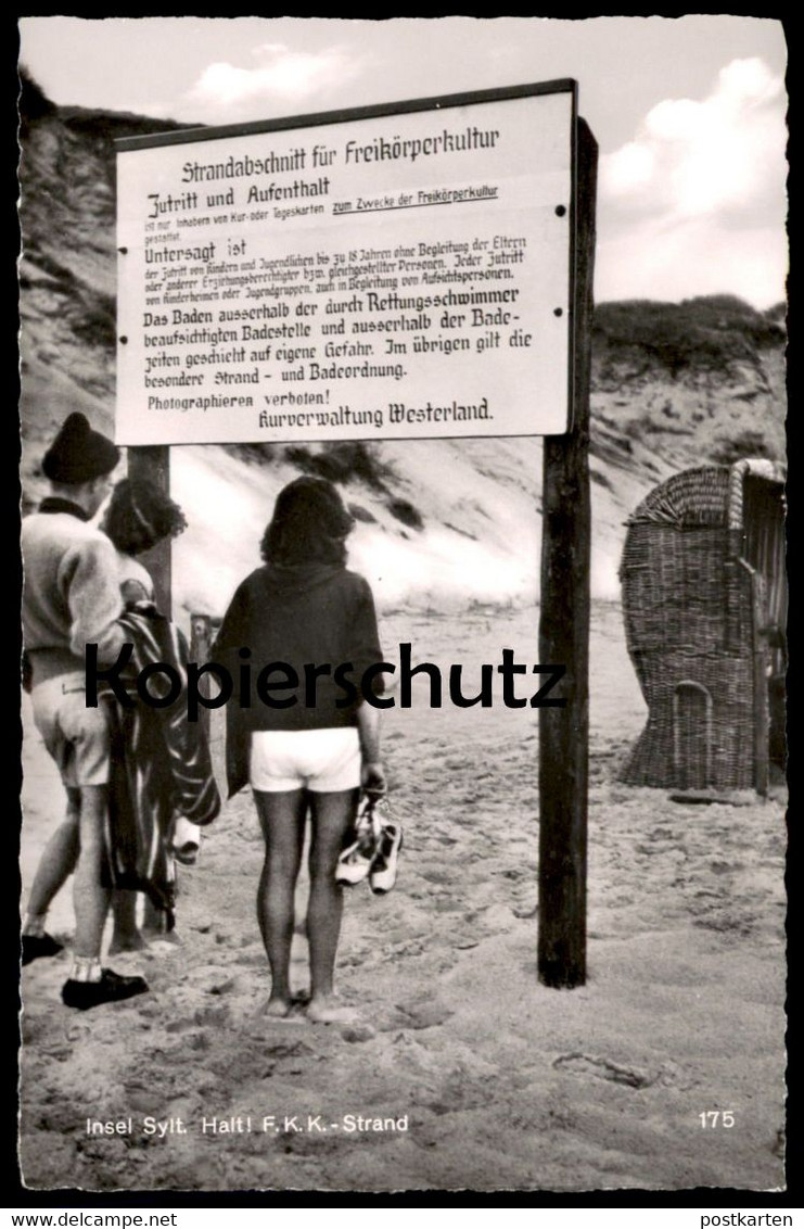 Swedish Nude Beach Sex Free - Sylt - Ã„LTERE POSTKARTE INSEL SYLT HALT FKK STRAND plage nue nudist nude  beach AK Ansichtskarte cpa postcard