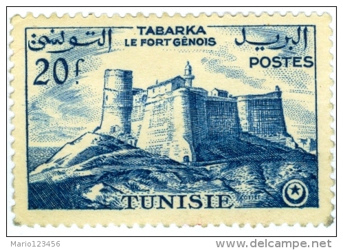 TUNISIA, FRENCH PROTECTORATE, FORTE DI TABARKA, 1956, FRANCOBOLLO NUOVO (MLH*), Mi 453, Scott 281, YT 413 - Neufs