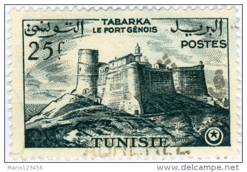 TUNISIA, FRENCH PROTECTORATE, FORTE DI TABARKA, 1956, FRANCOBOLLO NUOVO (MLH*), Mi 454, Scott 282, YT 414 - Neufs