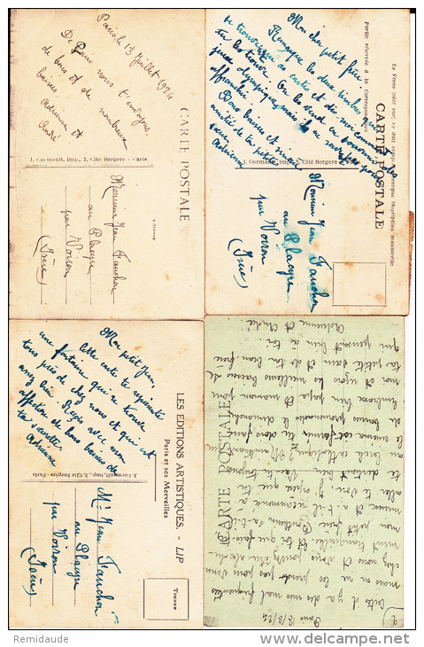 JEUX OLYMPIQUES De PARIS De 1924 - RARES VIGNETTES DIFFERENTES SUR 4 CARTES De PARIS Avec EXPLICATION SUR L'UNE D'ELLE - Sports