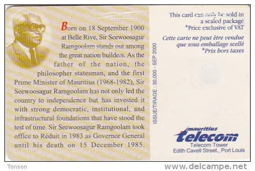 Mauritius, MAU-82, Sir Seewoosagur Ramgoolam, 2 Scans.   Please Read - Mauritius