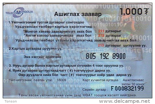 Mongolia, M?, Telcom Mongolia,001  IDD CALL, 2 Scans. - Mongolia