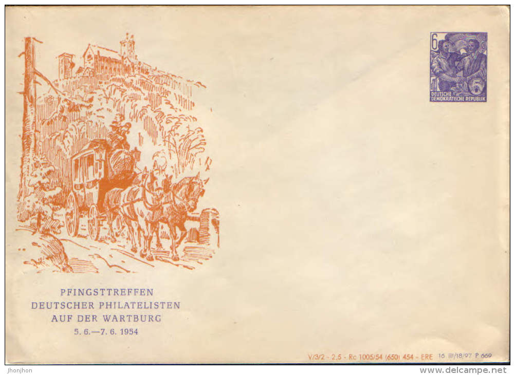 Germany/DDR-Postal Stationery Private Cover 1954,unused -Pfingsttreffen Deutscher Philatelisten Auf Der Wartburg - Privatumschläge - Ungebraucht