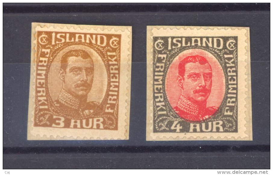 Islande  -  1920  :    Mi  84-85  (*) - Neufs