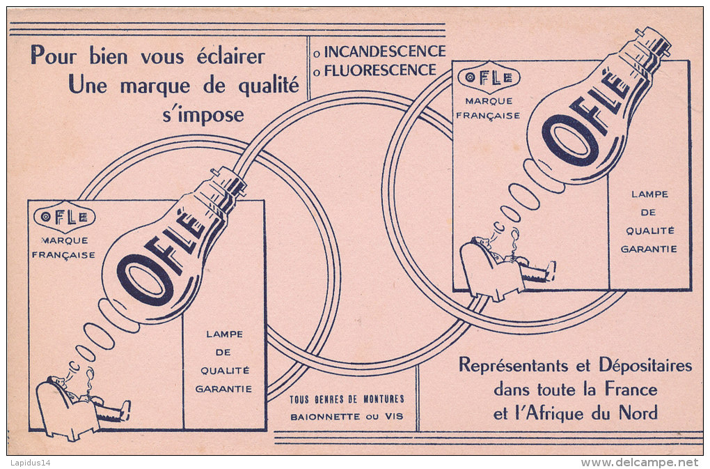 BU 982 - BUVARD     POUR BIEN VOUS ECLAIRER UNE MARQUE DE QUALITE S'IMPOSE  OFLE - Elektriciteit En Gas