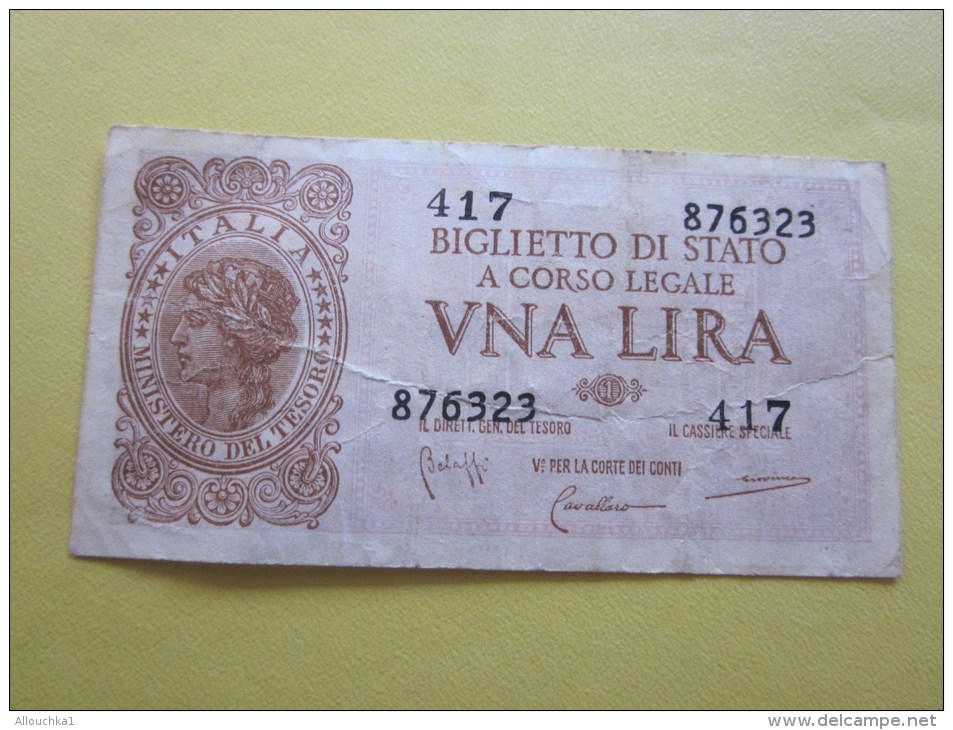 1935/44  Italia Italie Biglietto Di Stato  A Corso Legale Vna Lira Billet De Banque Italienne - Sonstige & Ohne Zuordnung