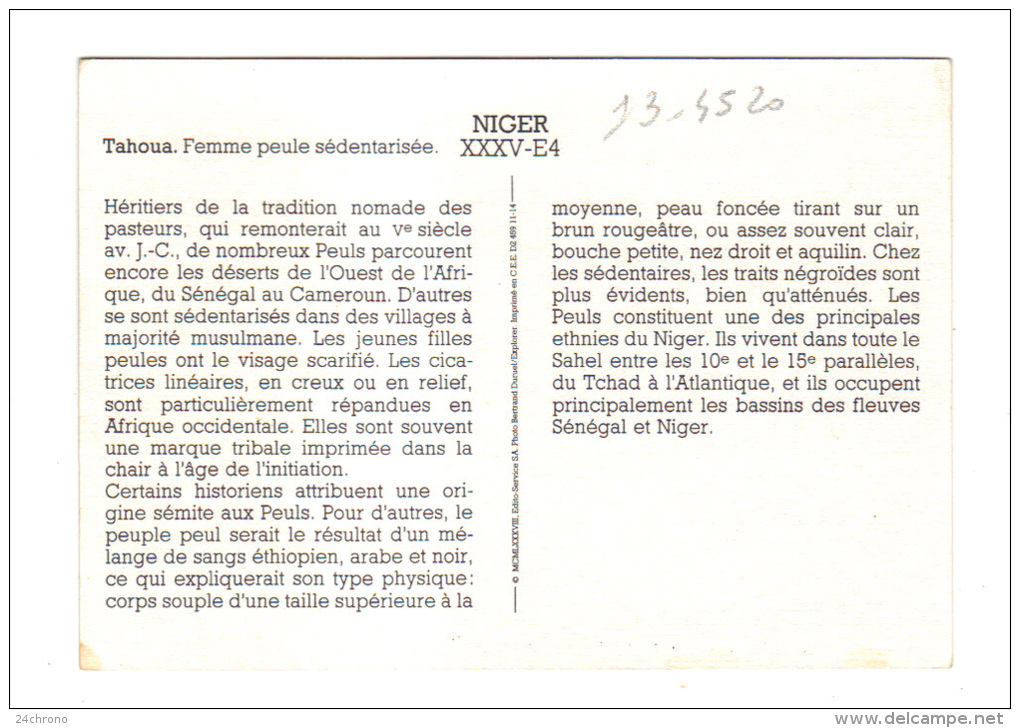 Niger: Tahoua, Femme Peule Sedentarisee, Jeune Femme Avec Bijoux (13-4520) - Niger