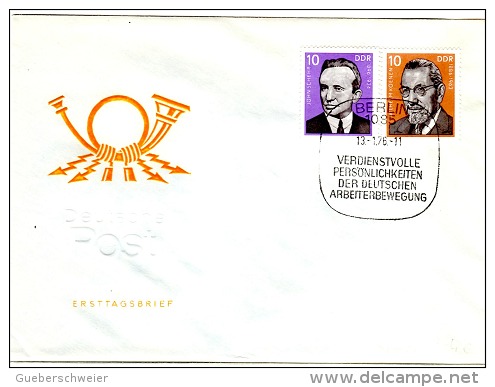 HC-L28 - ALLEMAGNE ORIENTALE 2 FDC Personnalités Allemandes Méritantes 1976 - 1971-1980