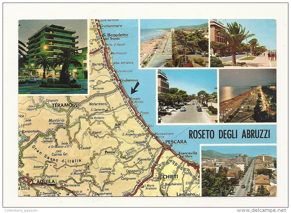 Cp, Carte Géographique, Rosetto Degli Abruzi (Italie), écrite 1973 - Carte Geografiche