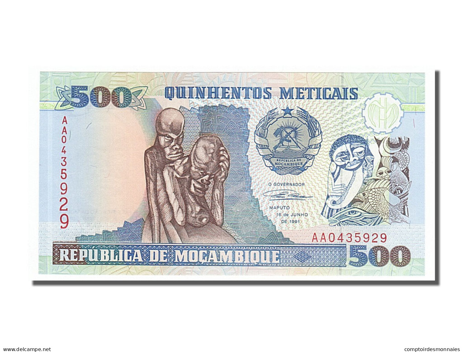 Billet, Mozambique, 500 Meticais, 1991, 1991-06-16, NEUF - Mozambique