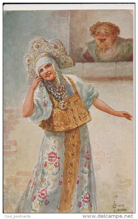 RUSSIAN ART, SOLOMKO, EMBARRASSED, T.S.N. R.M. No 107, EX Cond.  PC, Unused, 1910s - Solomko, S.