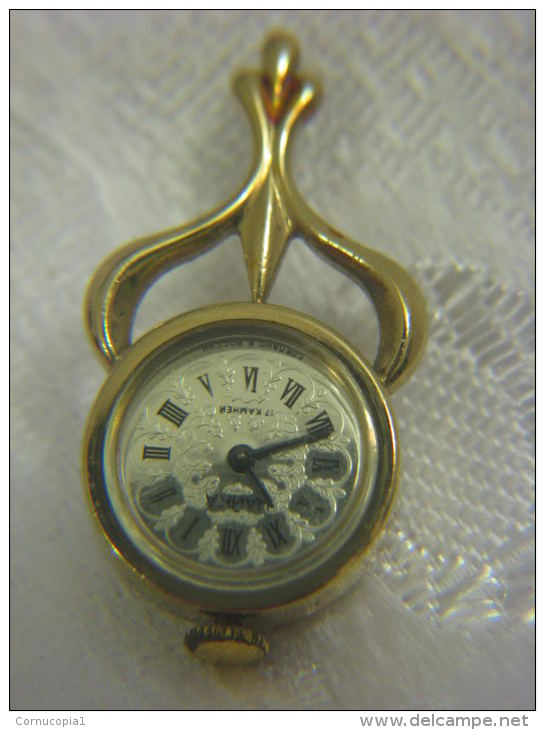 Vintage CHAIKA Gold Plated Art Deco Mechanical Pendant Watch USSR - Antike Uhren