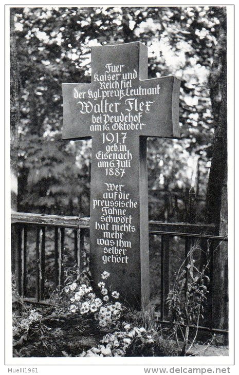 Nr. 284,  AK  Insel Ösel,  Estland, Grab Des Kgl. Preuß. Leutnant Walter Fler, Friedhof Von Peude - Kriegerdenkmal