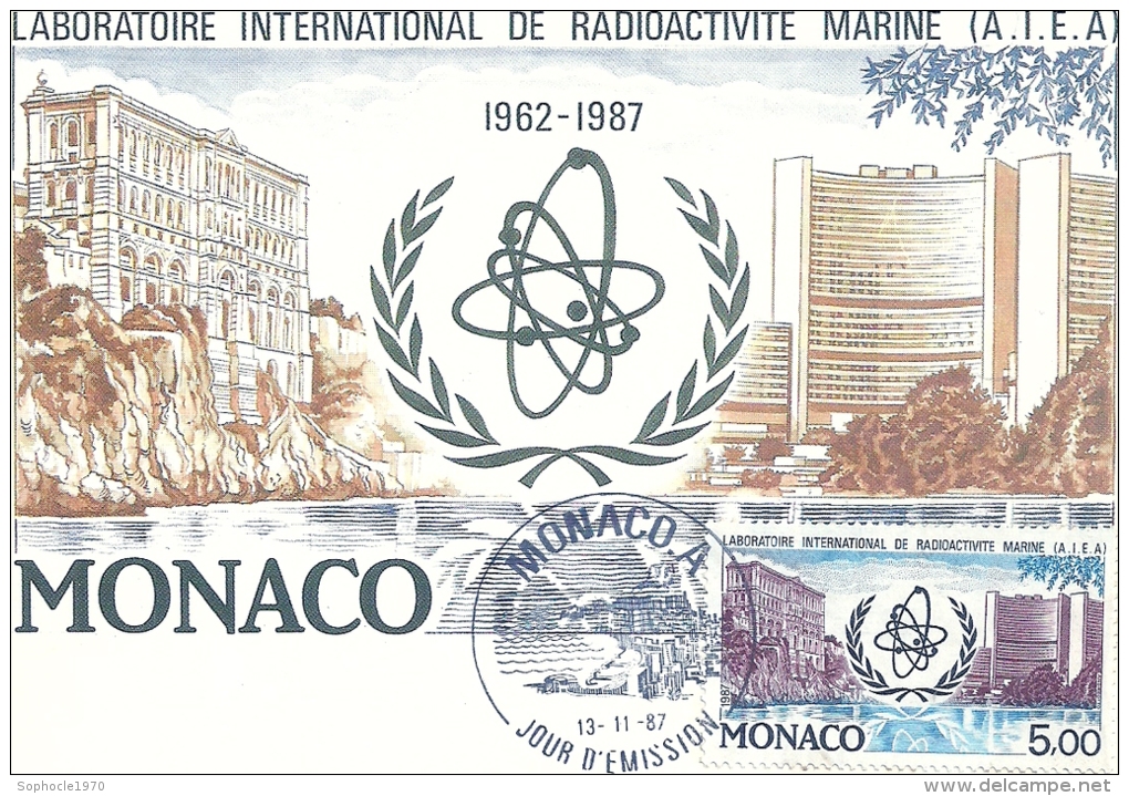 MONACO - Laboratoire Internation De Radioactivité Marine 1987 -Timbre Et Tampon Jour D'émission - Maximum Cards