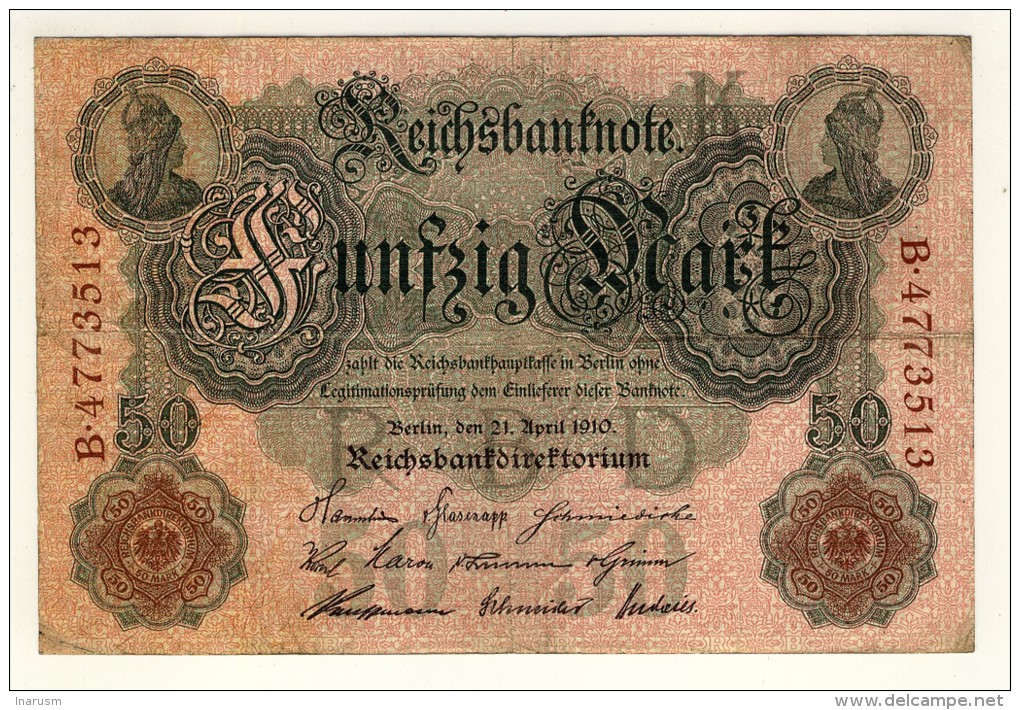 ALLEMAGNE - DEUTCHLAND - GERMANY  -  Reichsbanknote   -  50  Mark  -  21/04/1910  -  P.41 - 50 Mark