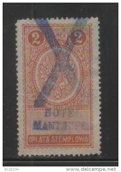 POLAND GENERAL DUTY REVENUE (OPLATA STEMPLOWA) 1921 EAGLE DESIGNS 2M ORANGE RED PERF 13-14.5 BF#024B - Steuermarken