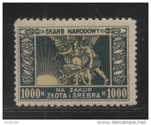 POLAND REVENUE 1920-23 GOLD & SILVER REVENUE 1000M GREEN & YELLOW - Steuermarken