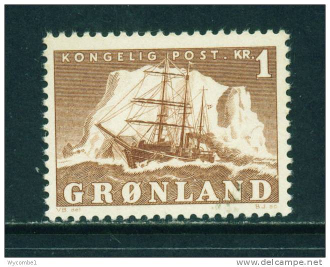 GREENLAND - 1950 Sailing Ship 1k Mounted Mint - Ungebraucht