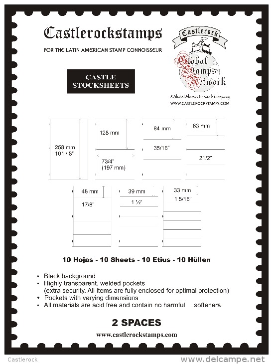 RG) 10 STOCKSHEETS, BLACK BACKGROUND, HIGHLY TRANSPARENT, WELDED POCKETS (EXTRA SECURITY. ALL ITEMS ARE FULLY ENCLOSED - Other & Unclassified